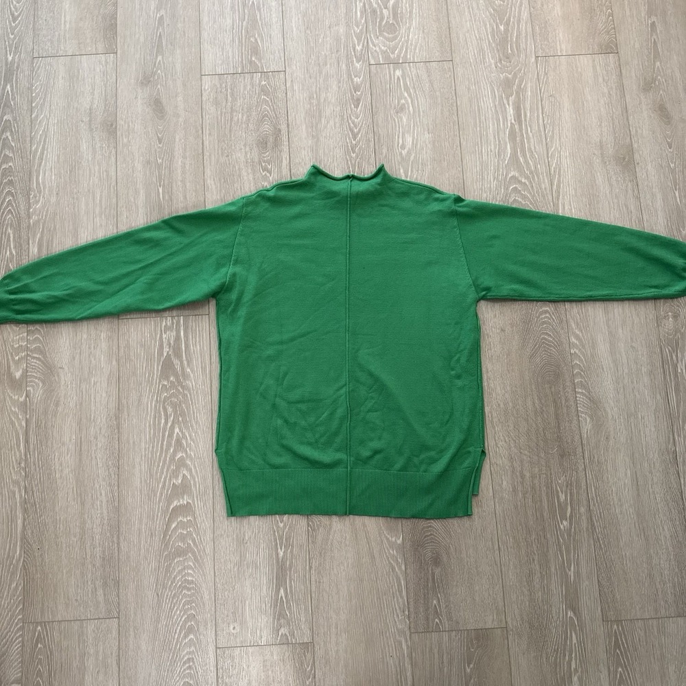 Kelly Green Sweater Mock Neck Size XL Pullover Long Sleeve Knit Details - Picture 8 of 8